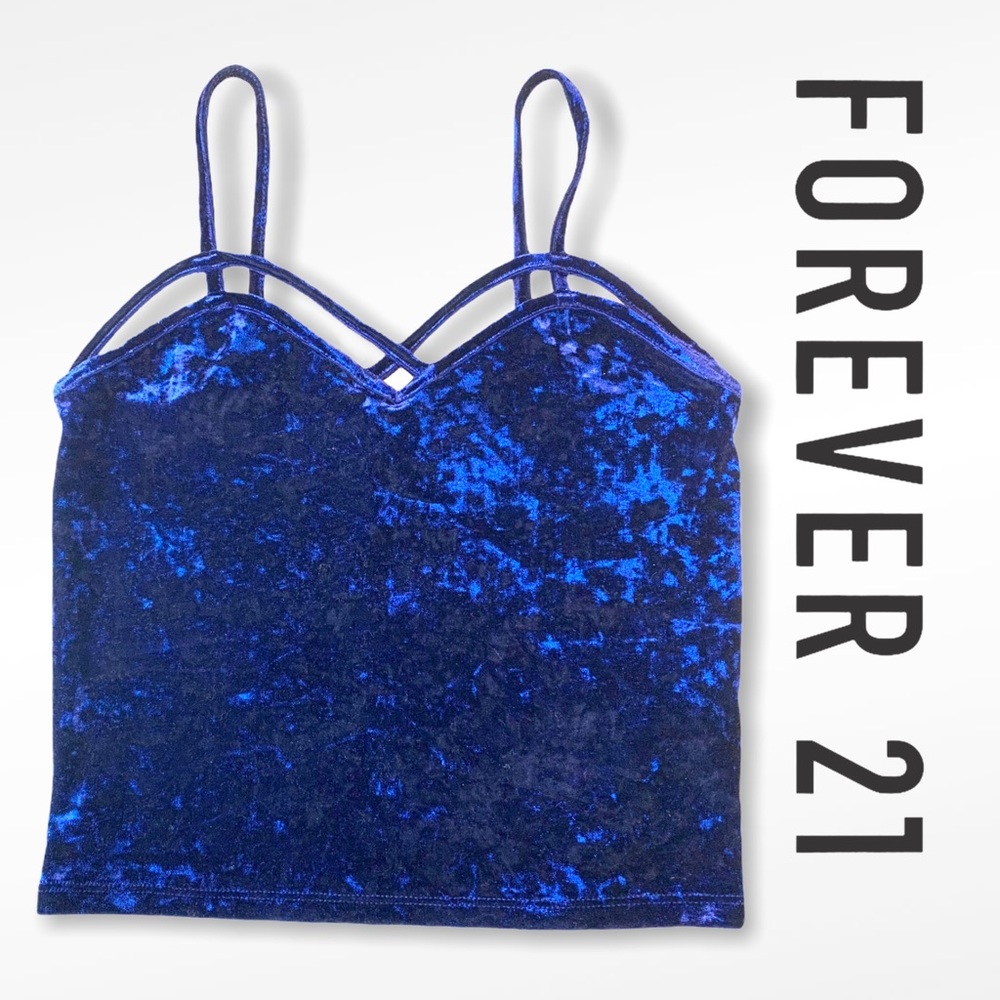 Forever 21 midnight blue crushed velour top